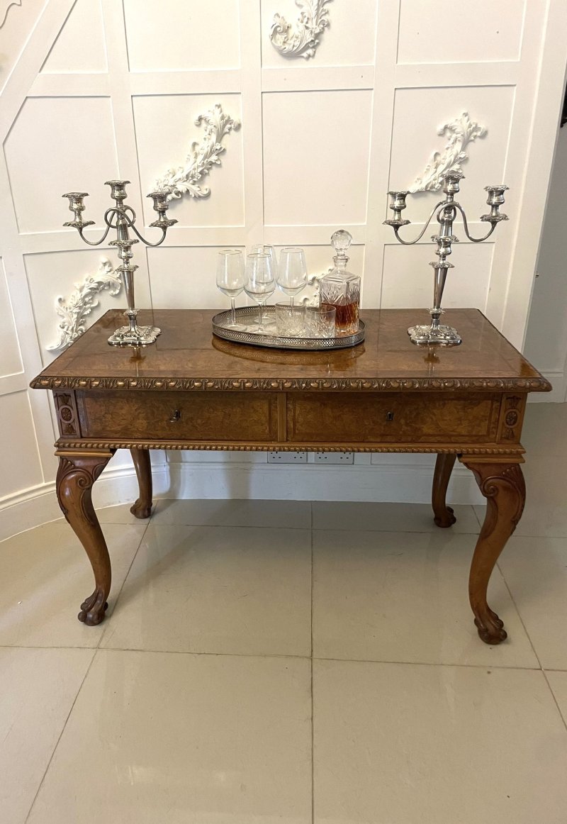 Outstanding Quality Antique Burr Walnut Freestanding Standing Console/Hall Table - Image 6